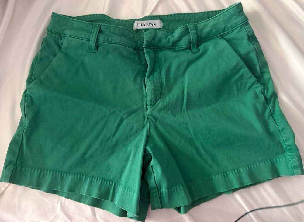 Lila Ryan Susannah Shamrock Green Cotton-Blend Chino Shorts Size 8